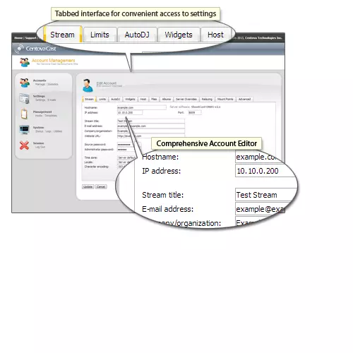 Centovacast Online Radio Dashboard